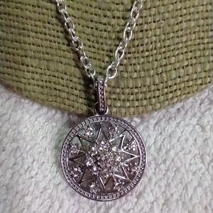 Silvertone crystal star necklace